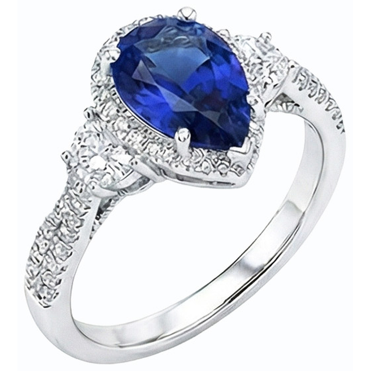 naturel pear diamant 4.50carats bague détail rapproché