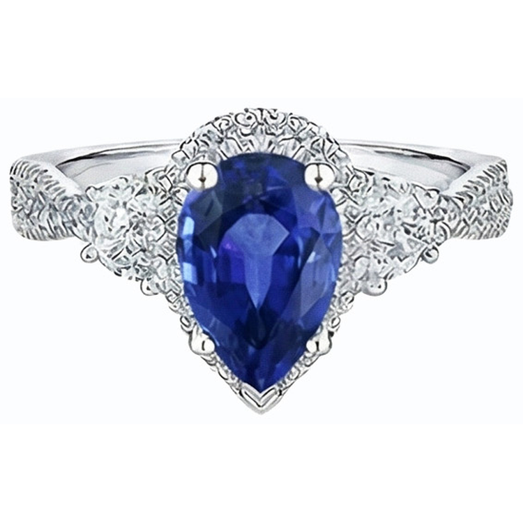 naturel pear diamant 4.50carats bague vue de dessus