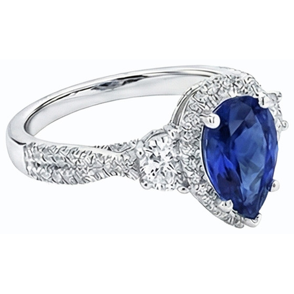 naturel pear diamant 4.50carats bague vue de profil