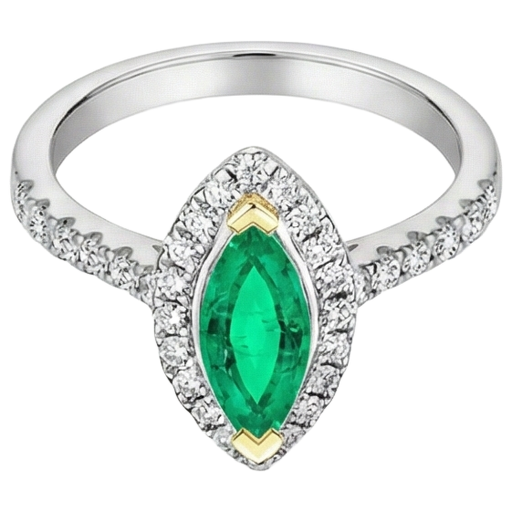 Raffiné Émeraude Colombienne Bague Pierre Précieuse 2 carats – vue de côté