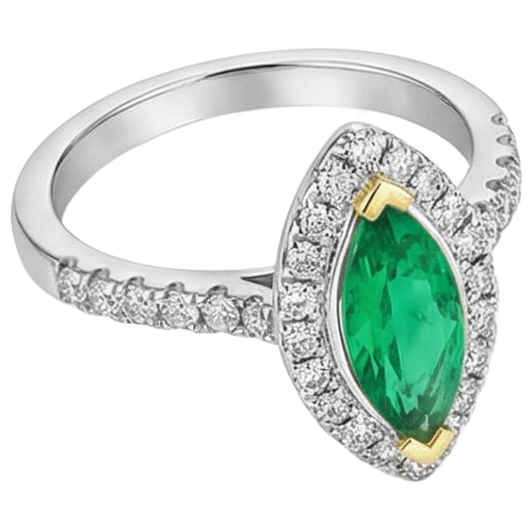 Émeraude Colombienne Bague Pierre Précieuse – vue de profil