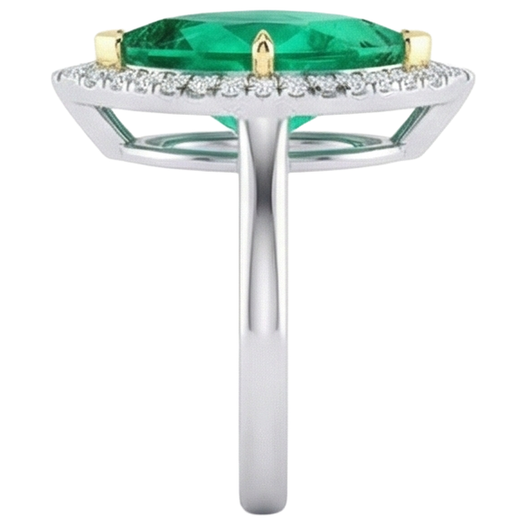 Brillant Émeraude Colombienne Bague Pierre de Couleur 3 carats – vue de profil