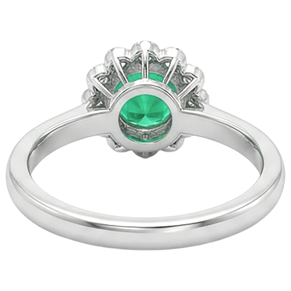 Taille Brillant Émeraude Colombienne bague en Or Deux Tons 14 Carats – vue arrière