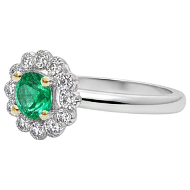 Émeraude Colombienne Bague Pierre de Couleur 2-carats Or Deux Tons 14 Carats – vue d'angle