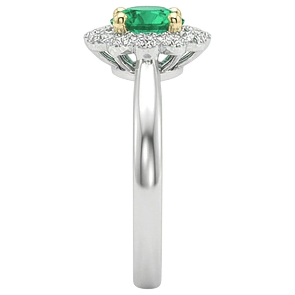 Bague Pierre de Couleur Or Deux Tons 14 Carats avec Émeraude Colombienne – vue de dessus