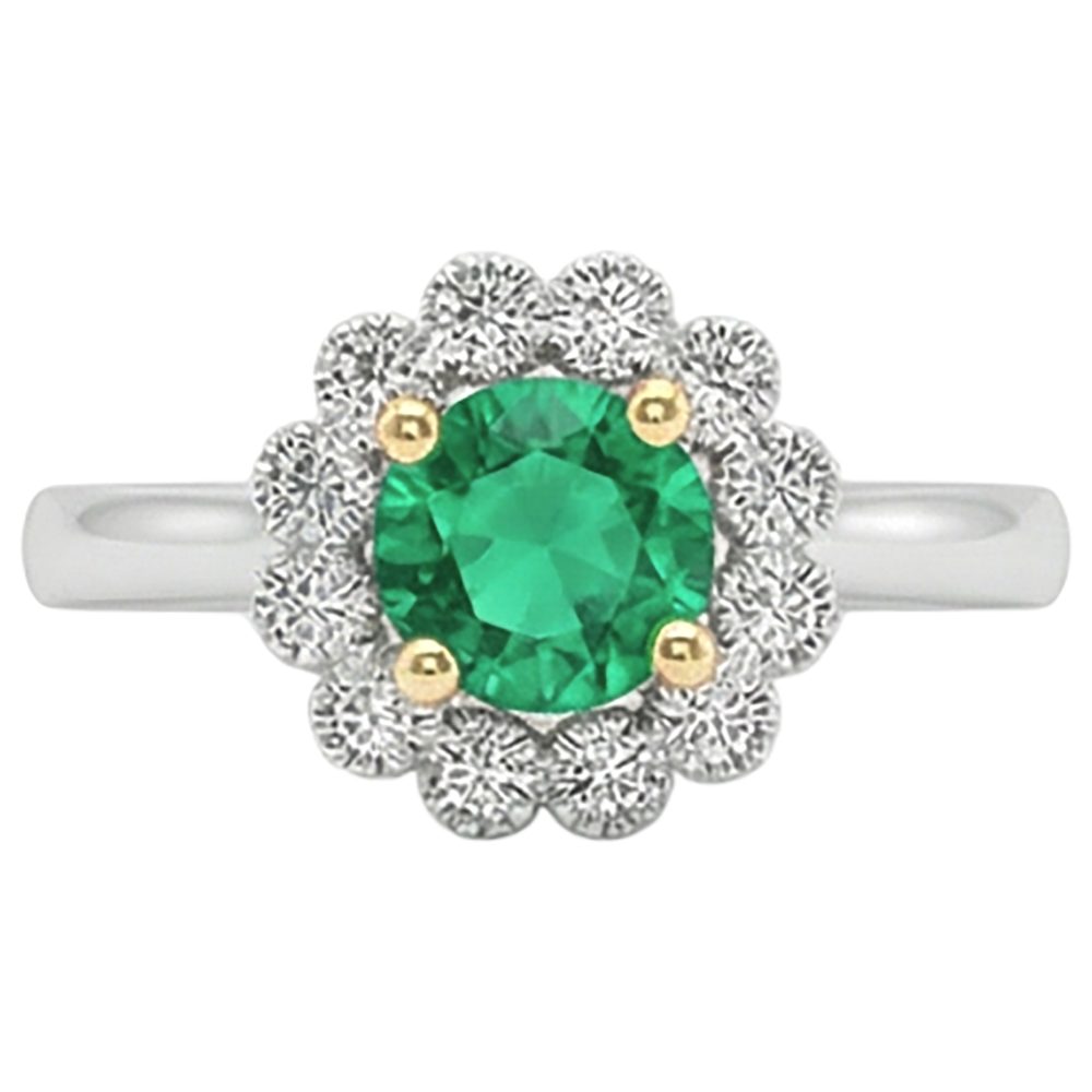 Émeraude Colombienne Bague Pierre de Couleur – vue de face