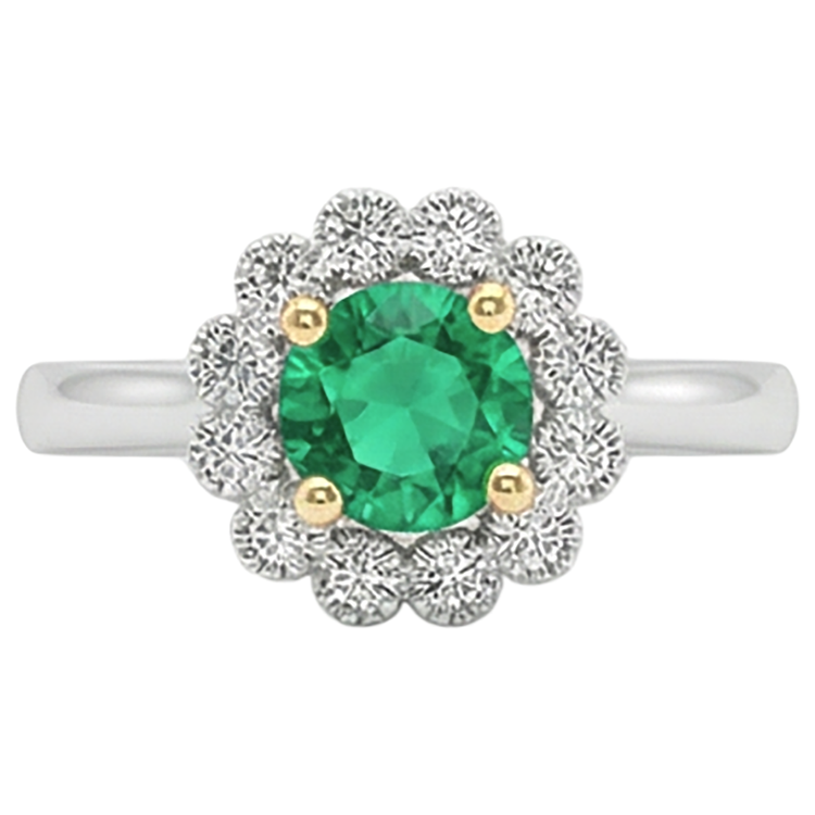 Émeraude Colombienne Bague Pierre de Couleur – vue de face