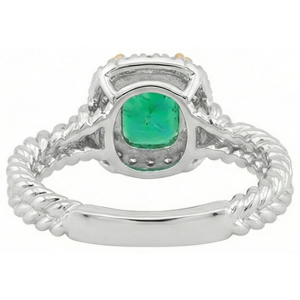 Émeraude Fine Bague avec Gemme 2-carats Or Bicolore 14 Carats – vue de dessus