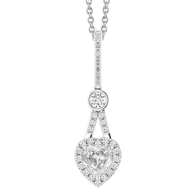 Halo Heart Vieux mineur Naturel Diamond Pendentif Prong Bezel Set 2.50 Carats