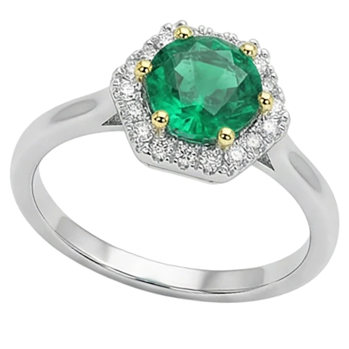 Sophistiqué Émeraude Fine Bague Pierre de Couleur 2 carats – vue d'angle