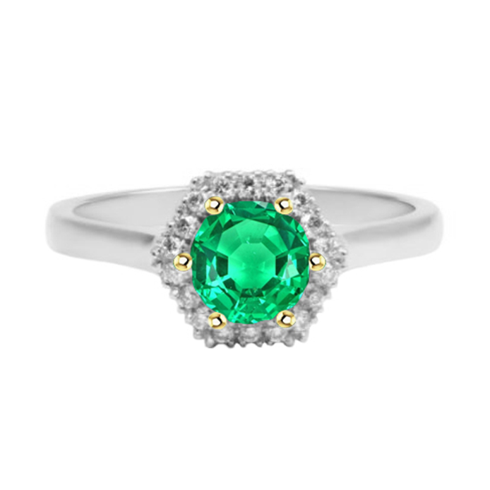 Sophistiqué Émeraude Fine Bague Pierre de Couleur 2 carats – vue principale