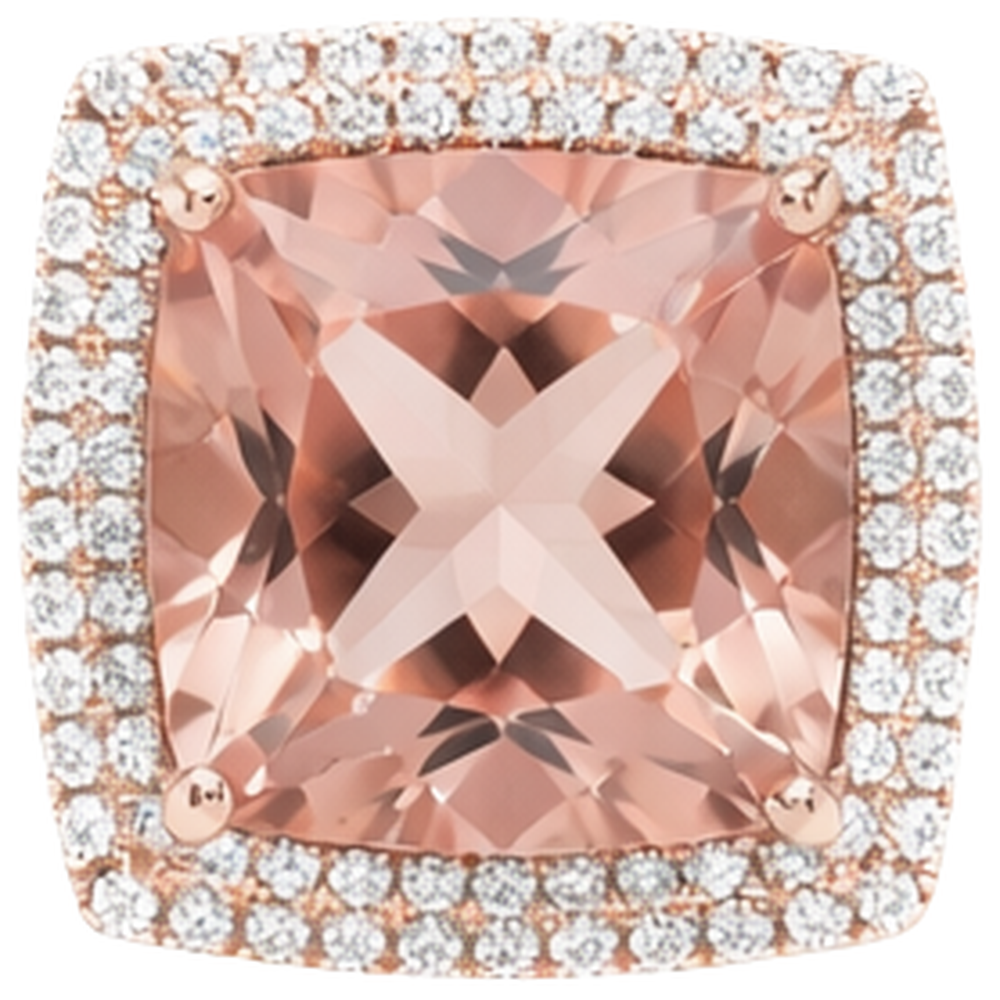 naturel cushion morganite 12.75carats bague angle de côté