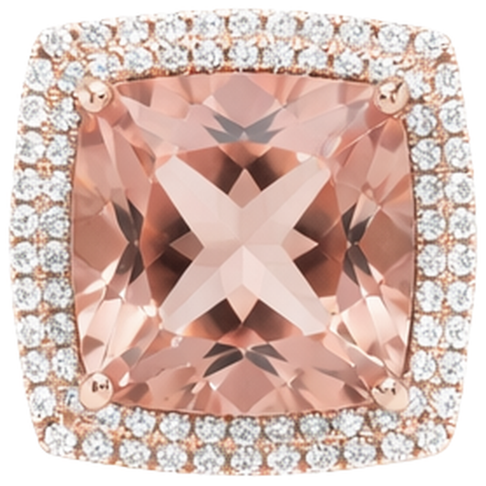 naturel cushion morganite 12.75carats bague angle de côté