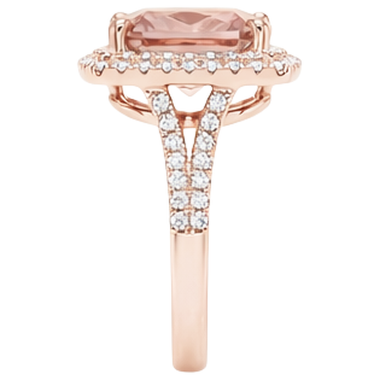 naturel cushion morganite 12.75carats bague vue de dessus