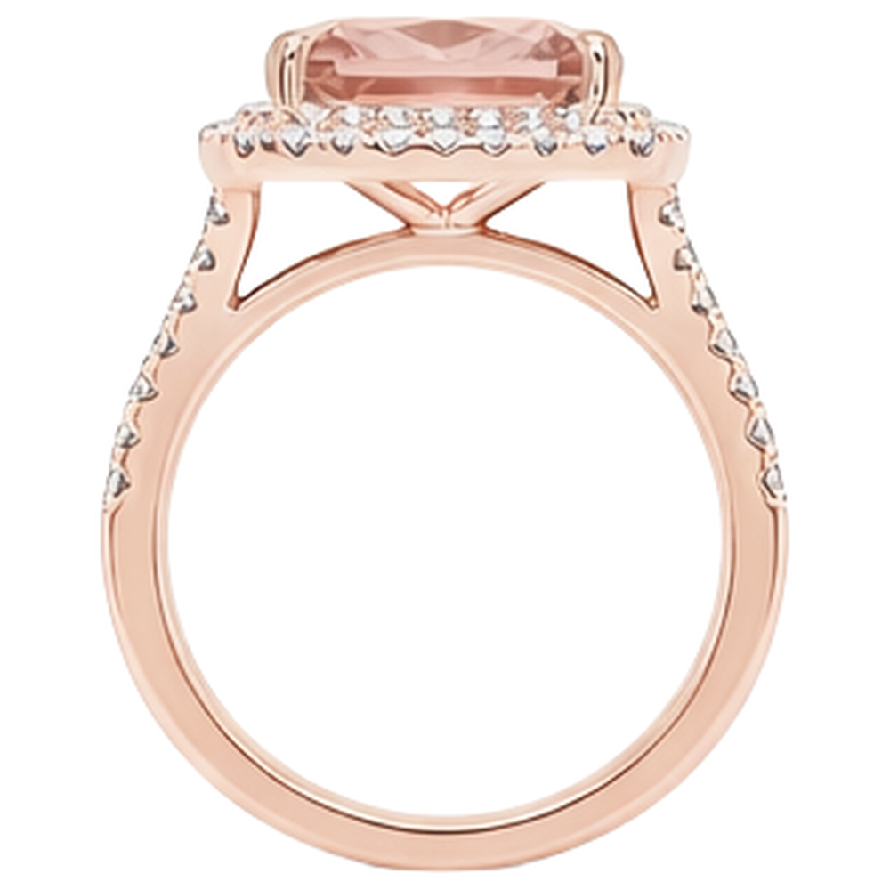 naturel cushion morganite 12.75carats bague vue de profil