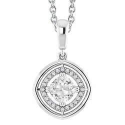 Halo Naturel Diamond Pendentif Coussin Vieux mineur Prong Serti Avec Bail 3 Carats