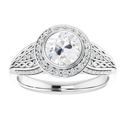 Halo Old Cut Réel Diamond Ring Bezel Set Infinity Style 4 Carats Bijoux