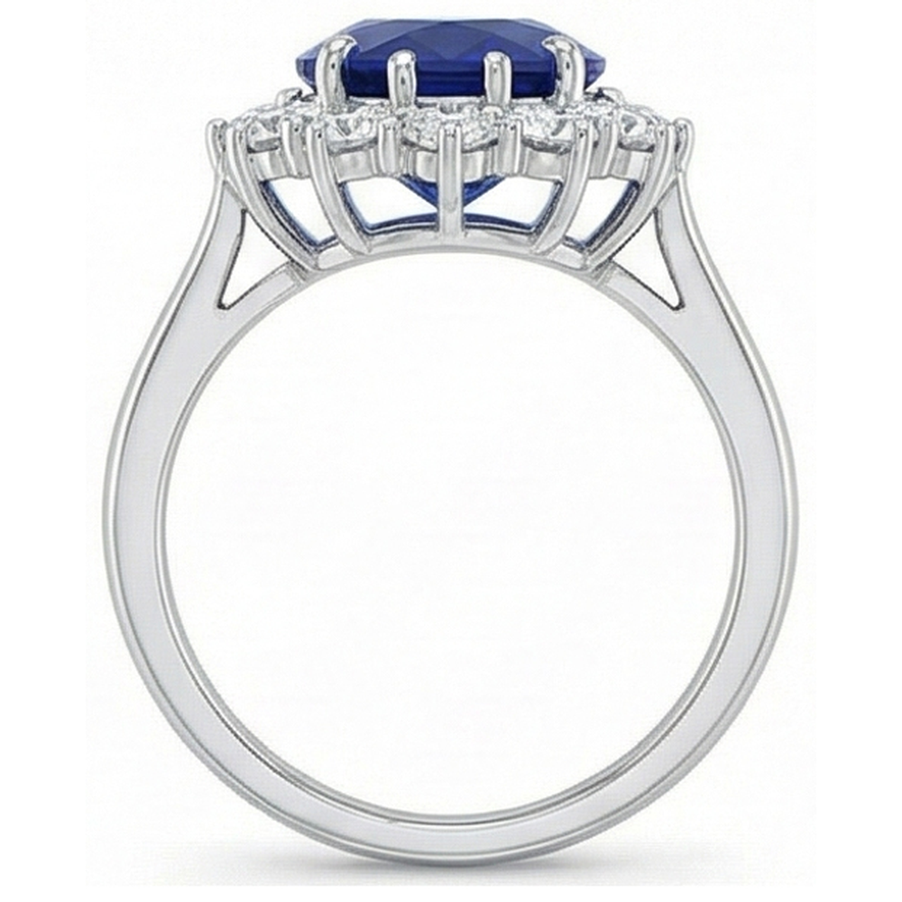 Bague Pierre Précieuse Or 14K Blanc avec Saphir Bleu Bleuet – vue de dessus