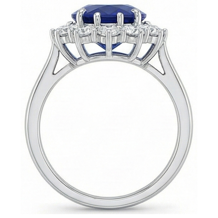 Bague Pierre Précieuse Or 14K Blanc avec Saphir Bleu Bleuet – vue de dessus