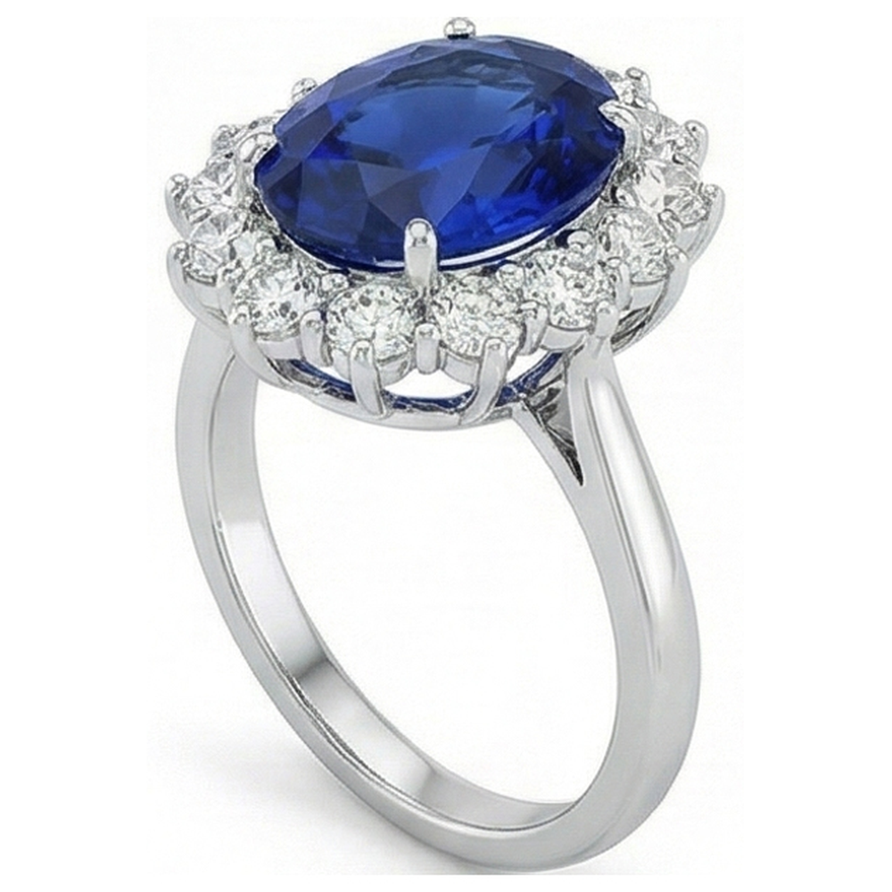 Bague Pierre Précieuse Or 14K Blanc avec Saphir Bleu Bleuet – vue d'angle