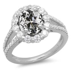 Halo Oval ancienne mine Cut Naturel Diamond Ring Prong Split Shank 8.50 Carats