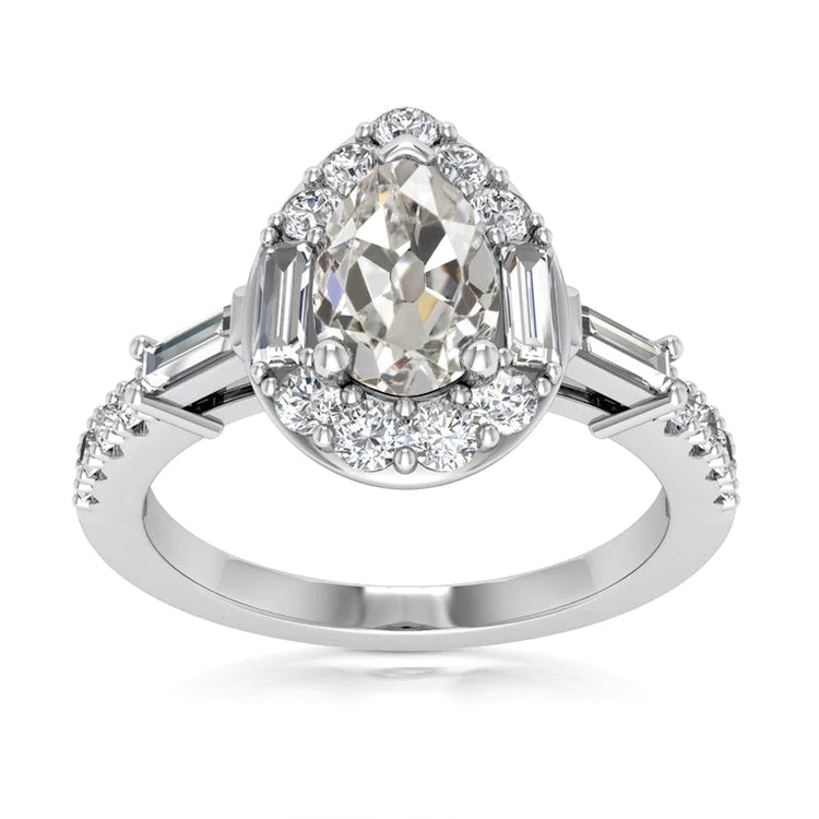 Halo Pear Vieux Mineur Réel Diamond Ring With Accents Jewelry 4.15 Carats