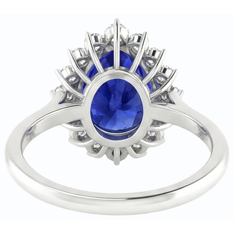 Halo Poire Bleu Saphir Bague Étoile Style Diamant Bijoux 3.50 Carats
