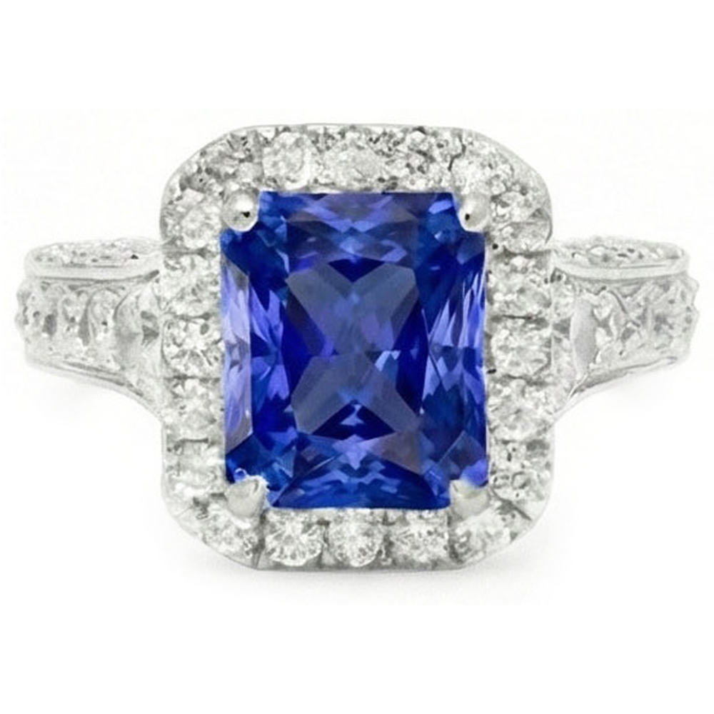 naturel round saphir 3.50carats bague angle de côté