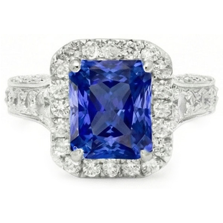 naturel round saphir 3.50carats bague angle de côté