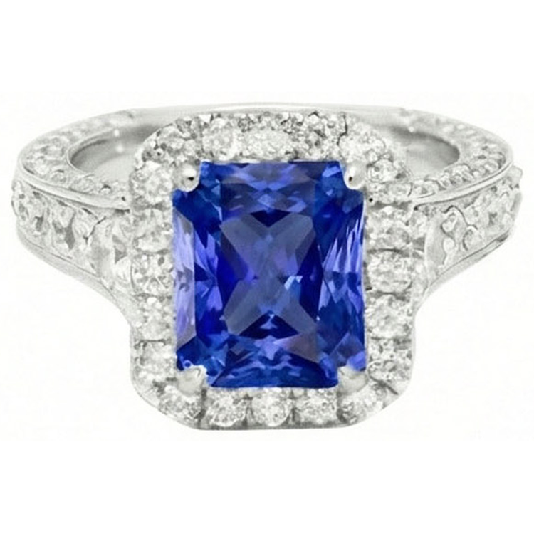 naturel round saphir 3.50carats bague vue de dessus