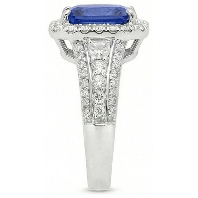 naturel round saphir 3.50carats bague détail rapproché