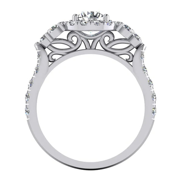 Halo Réel Diamant Bague de Fiançailles Pour Femme