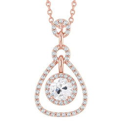 Halo Réel Diamond Gold Pendentif Old European Women Jewelry 3.50 Carats