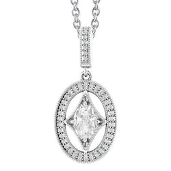 Halo Réel Oval Vieux mineur Diamond Pendentif 3.50 Carats Slide Style Vintage