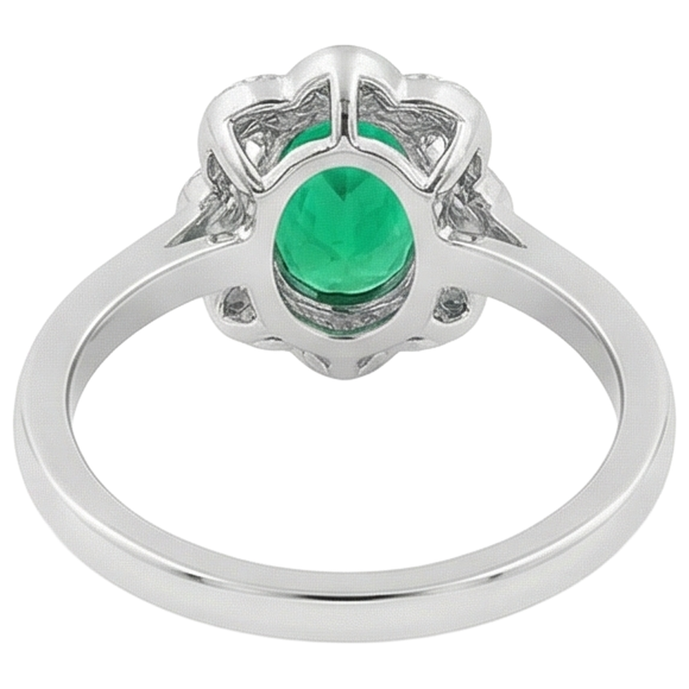 Émeraude Bague avec Gemme 2 carats Or 14K Bicolore – vue arrière