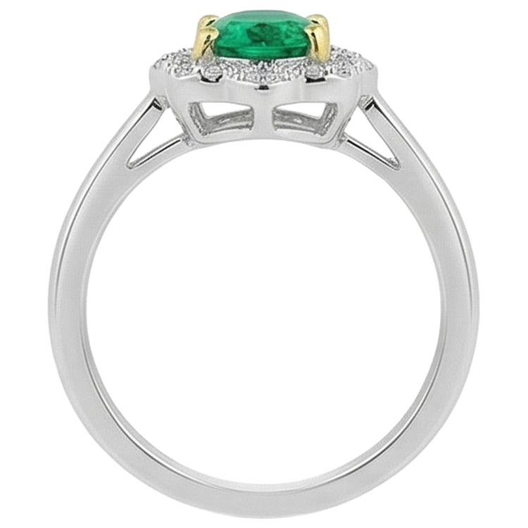 Émeraude Bague avec Gemme 2 carats Or 14K Bicolore – vue de profil
