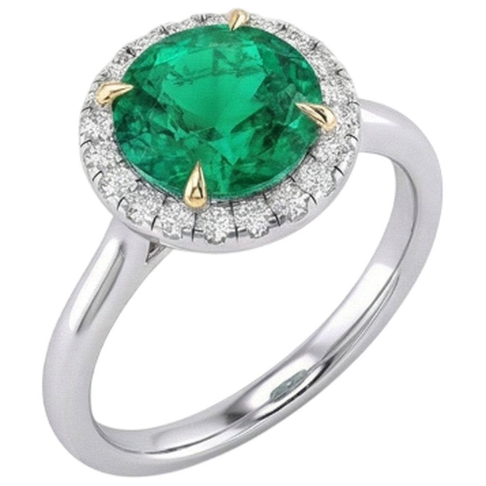 Éblouissant Émeraude Fine Bague Pierre de Couleur 4 carats – vue de face
