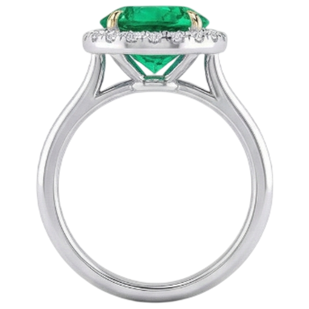 Taille Ronde Émeraude Fine bague en Or Bicolore 14 Carats – vue arrière