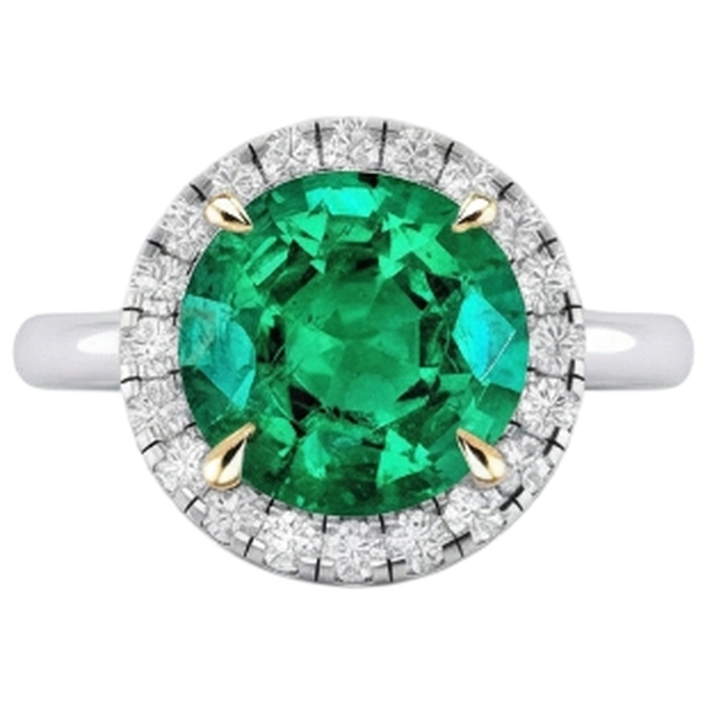 Bague Pierre de Couleur Or Bicolore 14 Carats avec Émeraude Fine – vue de profil