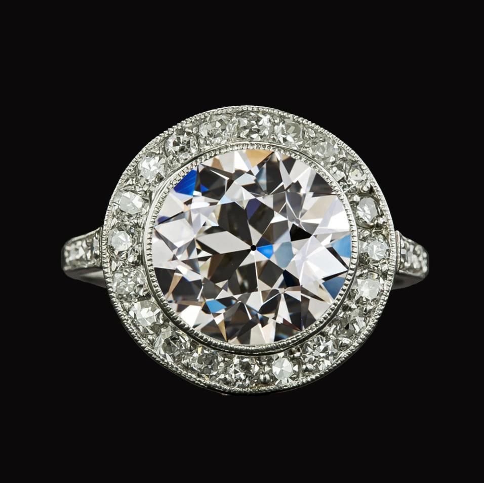 Halo Rond Ancienne Mine Cut Véritable Diamond Ring Bezel Set 5.50 Carats Bijoux