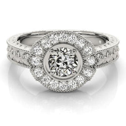 Halo Rond Vieux mineur Véritable Diamond Ring Prong Style Vintage 3 Carats