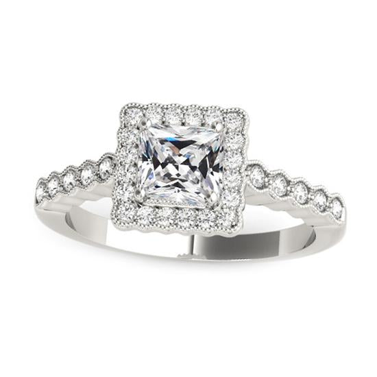 Halo Round & Square Cut Vieux mineur Réel Diamond Ring Jewelry 4.25 Carats