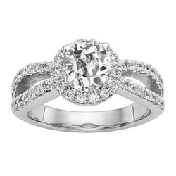 Halo Round Vieux Mineur Réel Diamond Ring Split Shank Jewelry 4.50 Carats