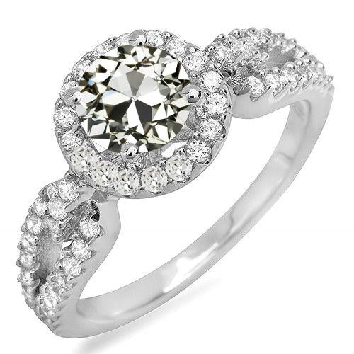 Halo Round Vieux mineur Naturel Diamond Anniversary Ring 5.50 Carats Or 14K