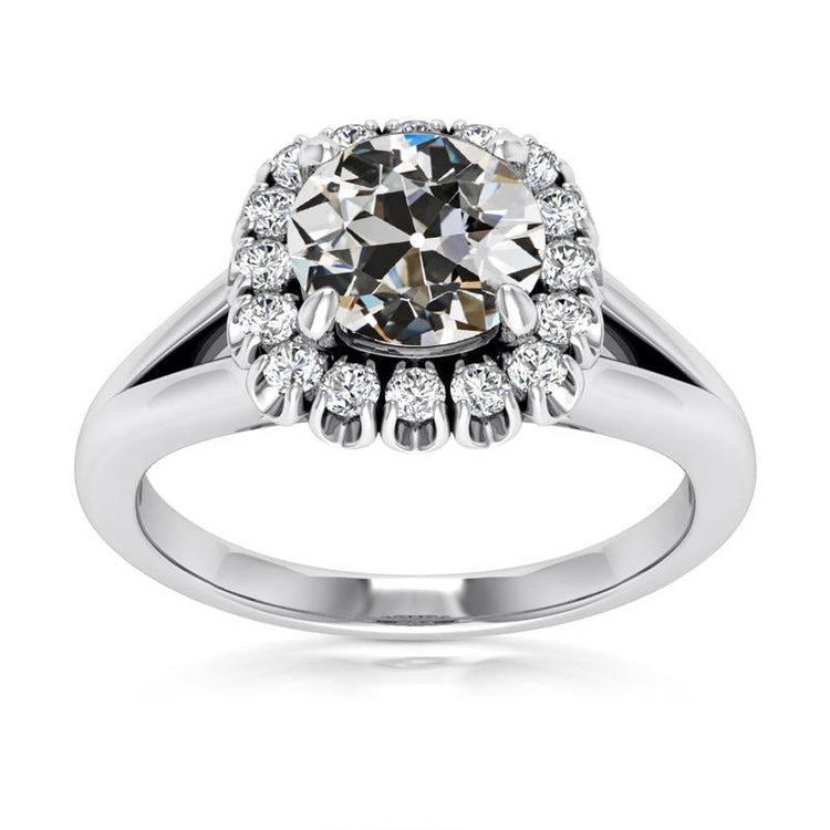Halo Round Vieux mineur Naturel Diamond Wedding Ring Split Shank 5.75 Carats