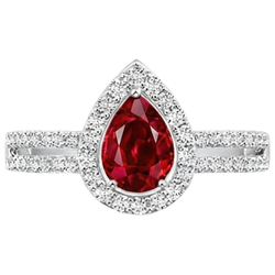 Halo Rubis Et Diamants Naturels Extraits des Mines ( et non cultivés en laboratoire ) Bague De Fiançailles 4 Carats Or 14K