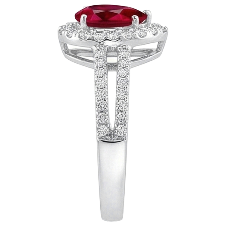Halo Rubis Et Diamants Naturels Extraits des Mines ( et non cultivés en laboratoire ) Bague De Fiançailles 4 Carats Or 14K