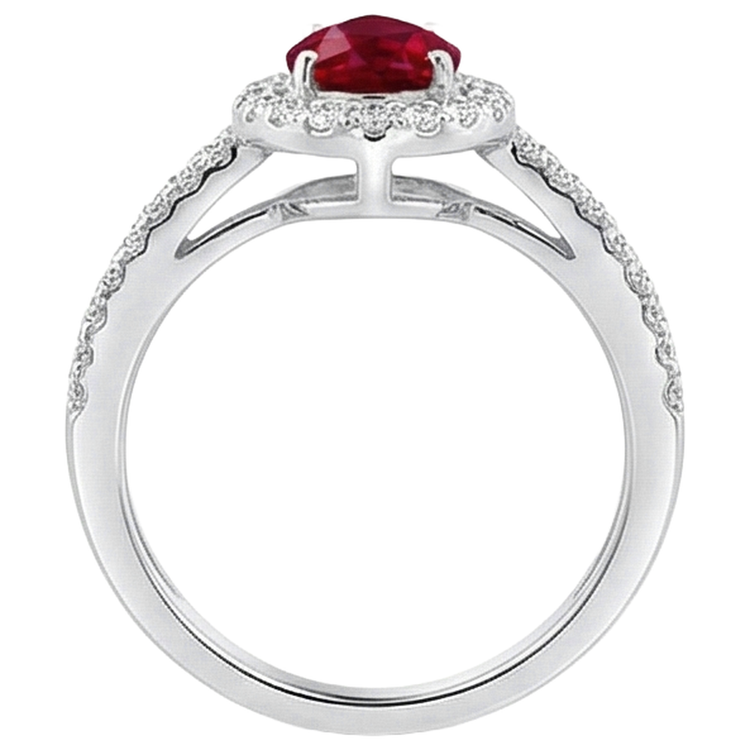 Halo Rubis Et Diamants Naturels Extraits des Mines ( et non cultivés en laboratoire ) Bague De Fiançailles 4 Carats Or 14K