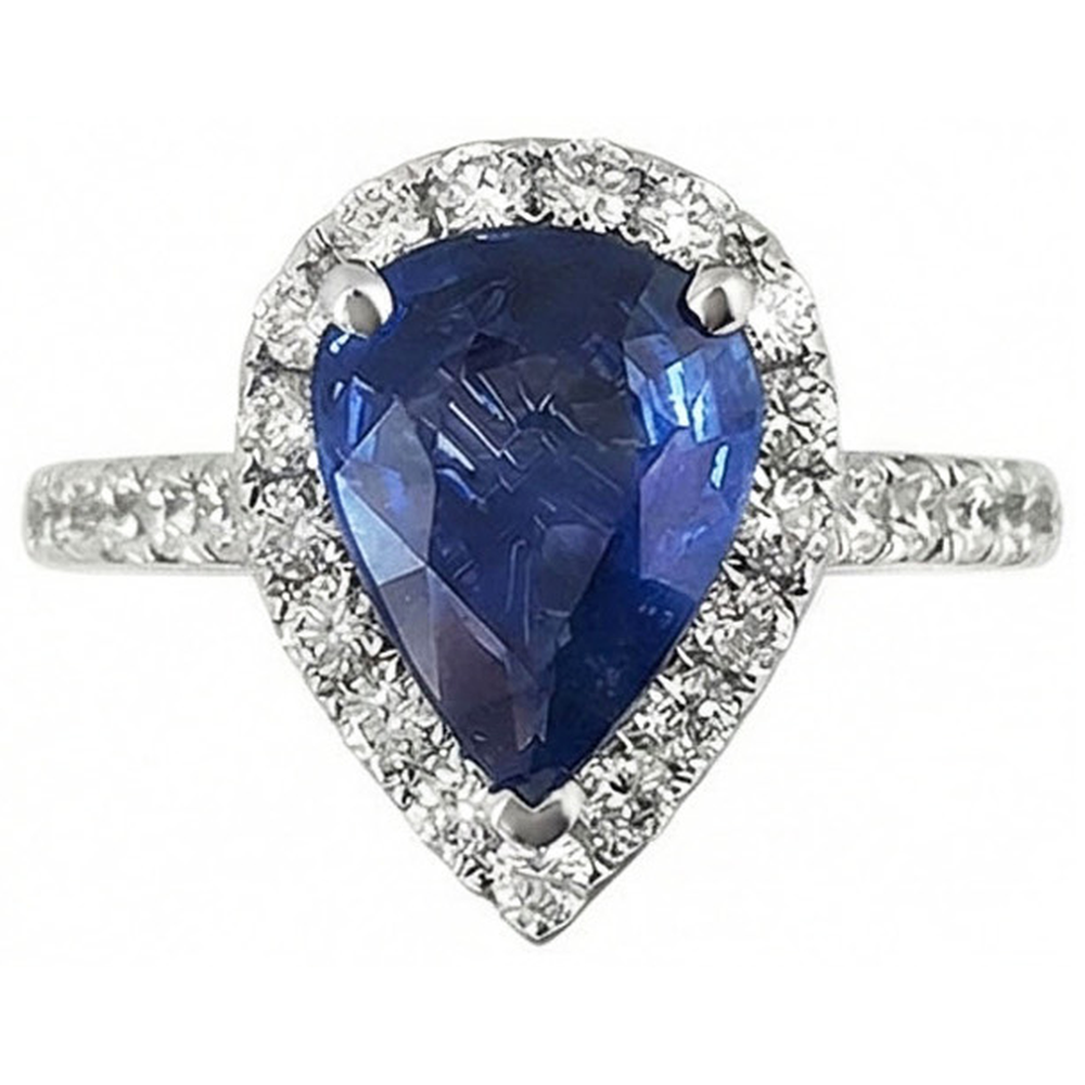 Rayonnant Saphir Bleu Bleuet Bague Pierre Précieuse 3,75 carats – vue de face