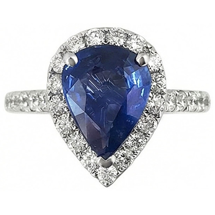 Rayonnant Saphir Bleu Bleuet Bague Pierre Précieuse 3,75 carats – vue de face